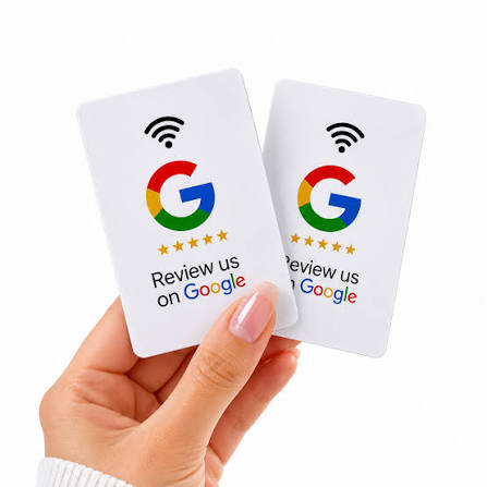 White Google review NFC tap cards