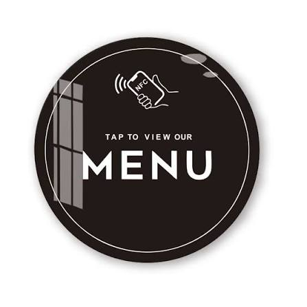 Round NFC tap to view menu sign